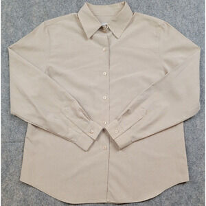 Pendleton Shirt Womens 12 Brown White Houndstooth Button Up Blouse Long Sleeve